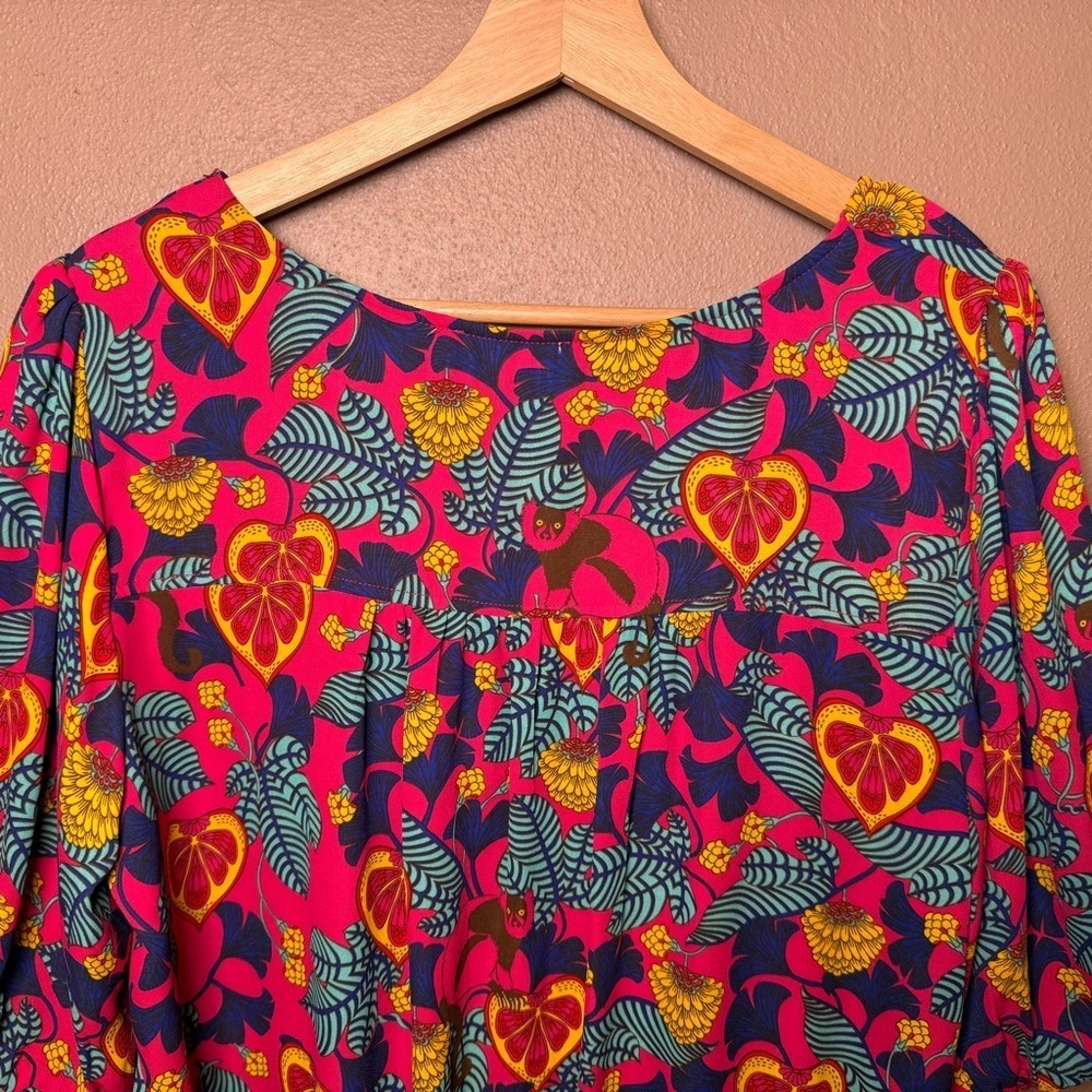 Rose & Olive Multicolor Tropical Pattern Blouse Womens Size XL Boho Travel Vaca - Picture 13 of 16